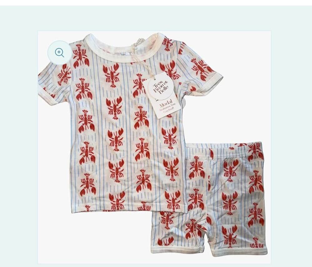 Tres Beau et Belle 3T Lobster Print 2 Piece Pajama Set - Coastal Gift